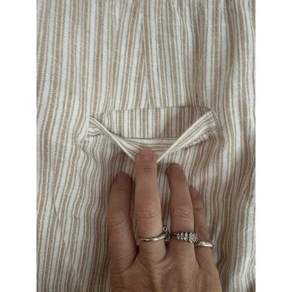 Gap Pants Beige Ivory XS Easy Pant Striped Elastic Waist Linen Blend Summer - Picture 5 of 8
